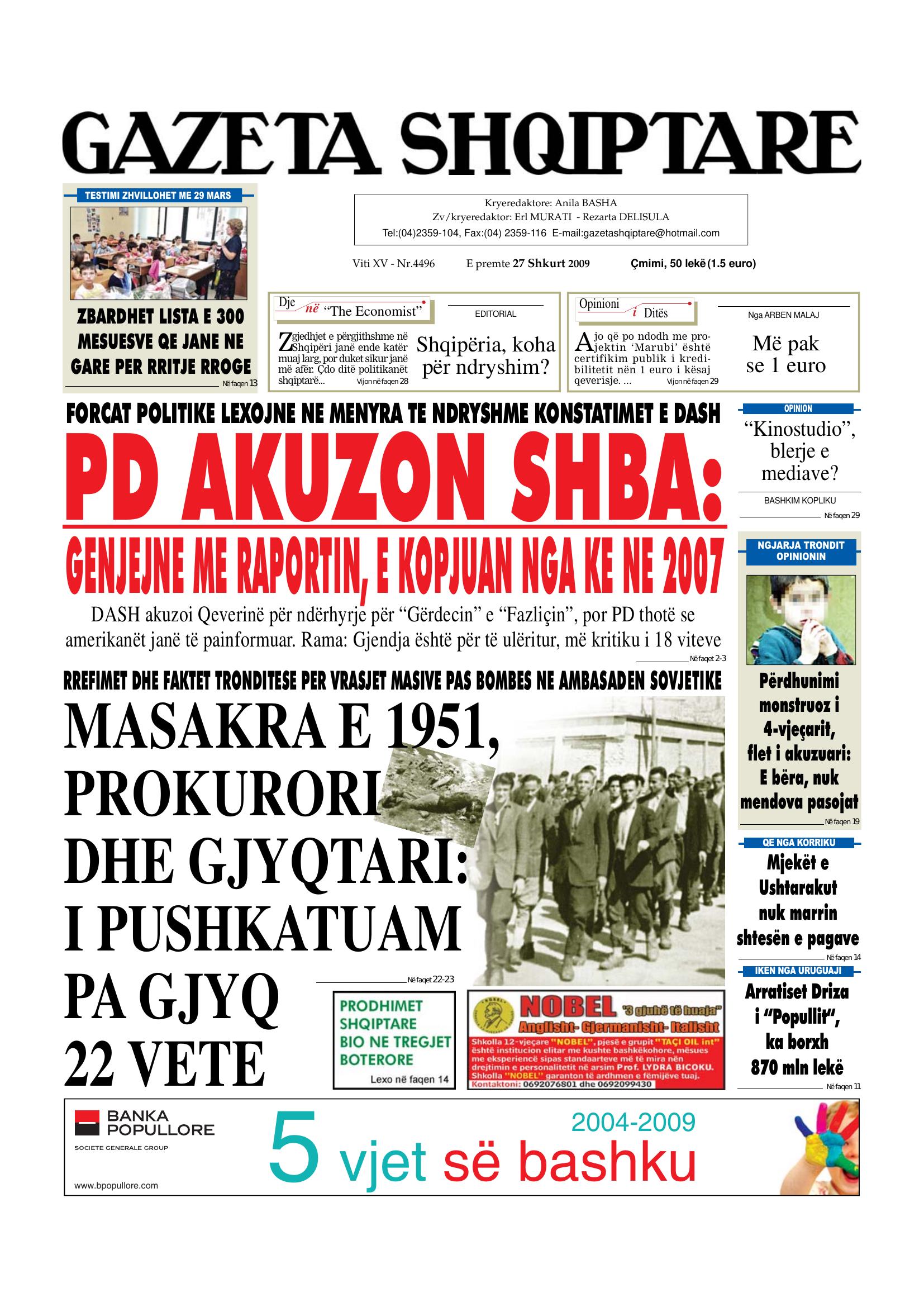 Gazeta Shqiptare 2009-02-27